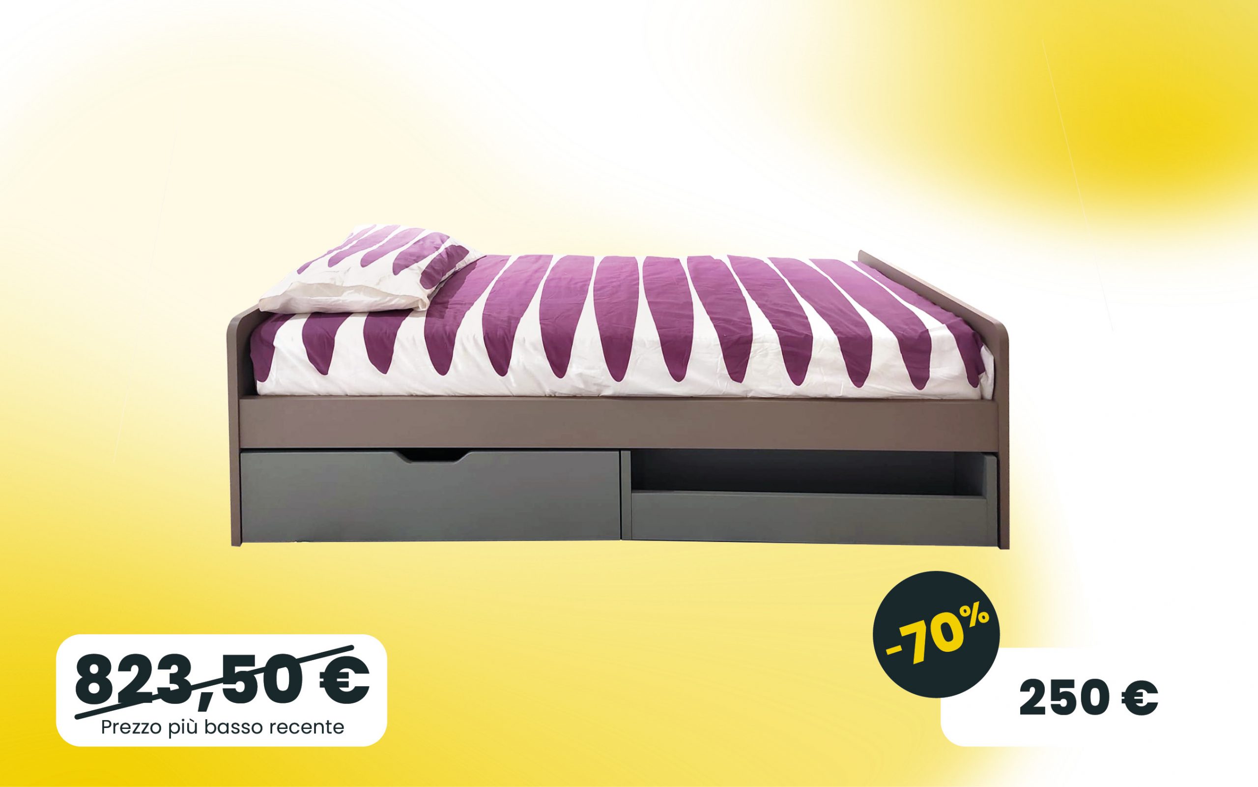 Divano letto cameretta in Agave e visone